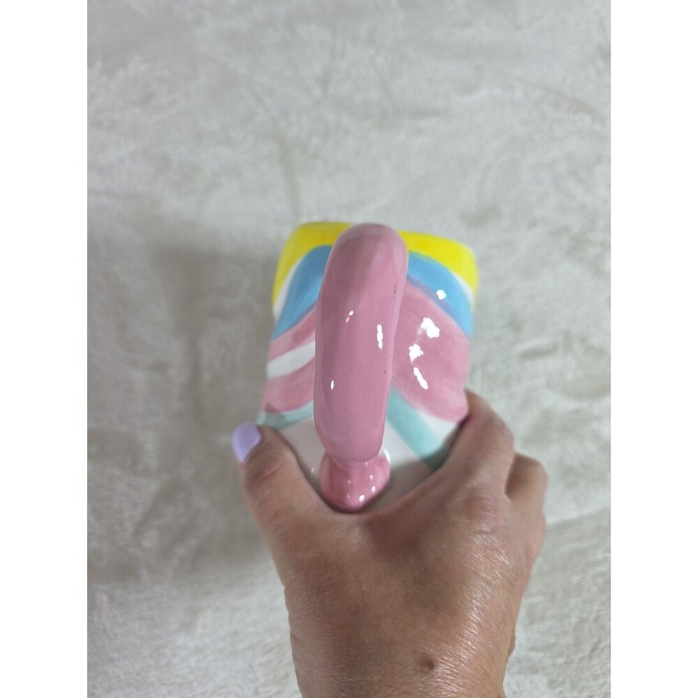 Unbranded Novelty Unicorn Mug 12/14 oz Handled White Unicorn Rainbow Mane Crazed - Picture 5 of 10